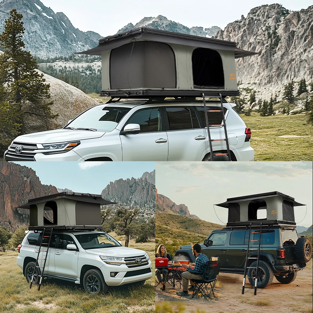 SAN HIMA Quick Setup Waterproof Camping Tent Aluminum Hardshell Car Rooftop Tent Premium Hard Shell Roof Top Tent for Adventure