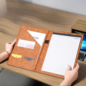 Executive A4 Leather Portfolio Folder Padfolio University Office Essential Metal Clipboard Business Documents Organizer PU File