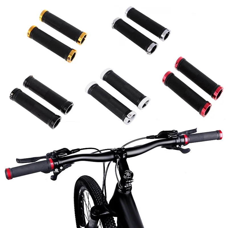 Bike Handle Bar Grips Rubber Ergonomic Mountain Road Bicycle Double Locking Ends 