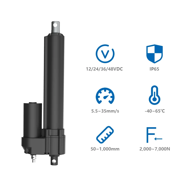 PrimoPal 50~1000mm-stroke-linear-actuator 2000~7000N Recriprocating Sycronized Push Rod Motor Waterproof Linear Actuator 12V