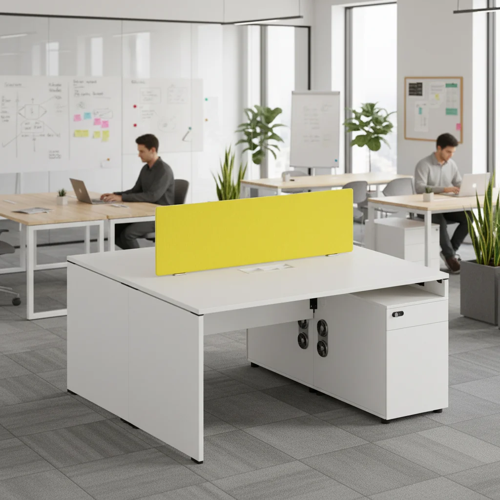 Double Row Professional Workstation Desk ABS Connection System Team Office Furniture Steel Frame Layout 4
