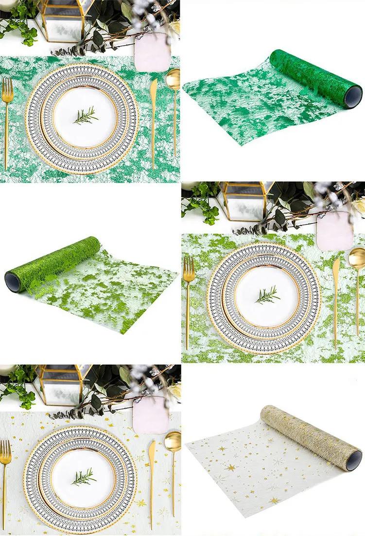 Diy Shinny Gold Mesh Table Runners For Wedding Disposable Table Runners