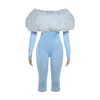 Z922JP02 Pantaloni cropped blu