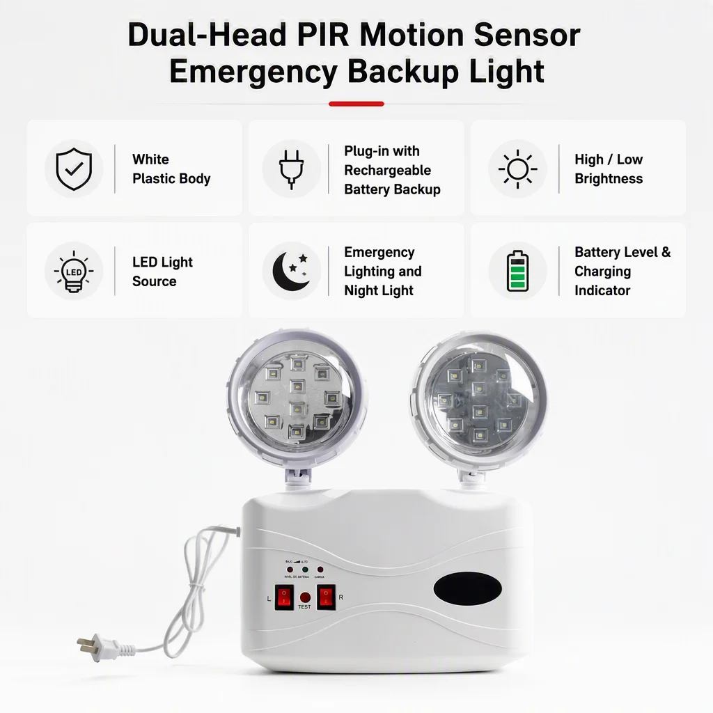 商用可充电双头 LED 应急灯 IP20 天花板壁挂式仓库办公室消防应急照明灯