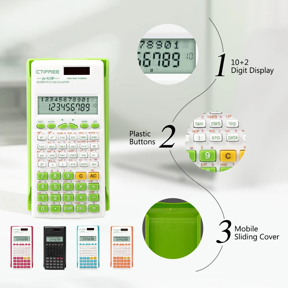 Source 417 Fonctions 991ES Calculatrice Scientifique 10 + 2 Chiffres  Affichage 2 Lignes Étudiant Calculatrice on m.alibaba.com