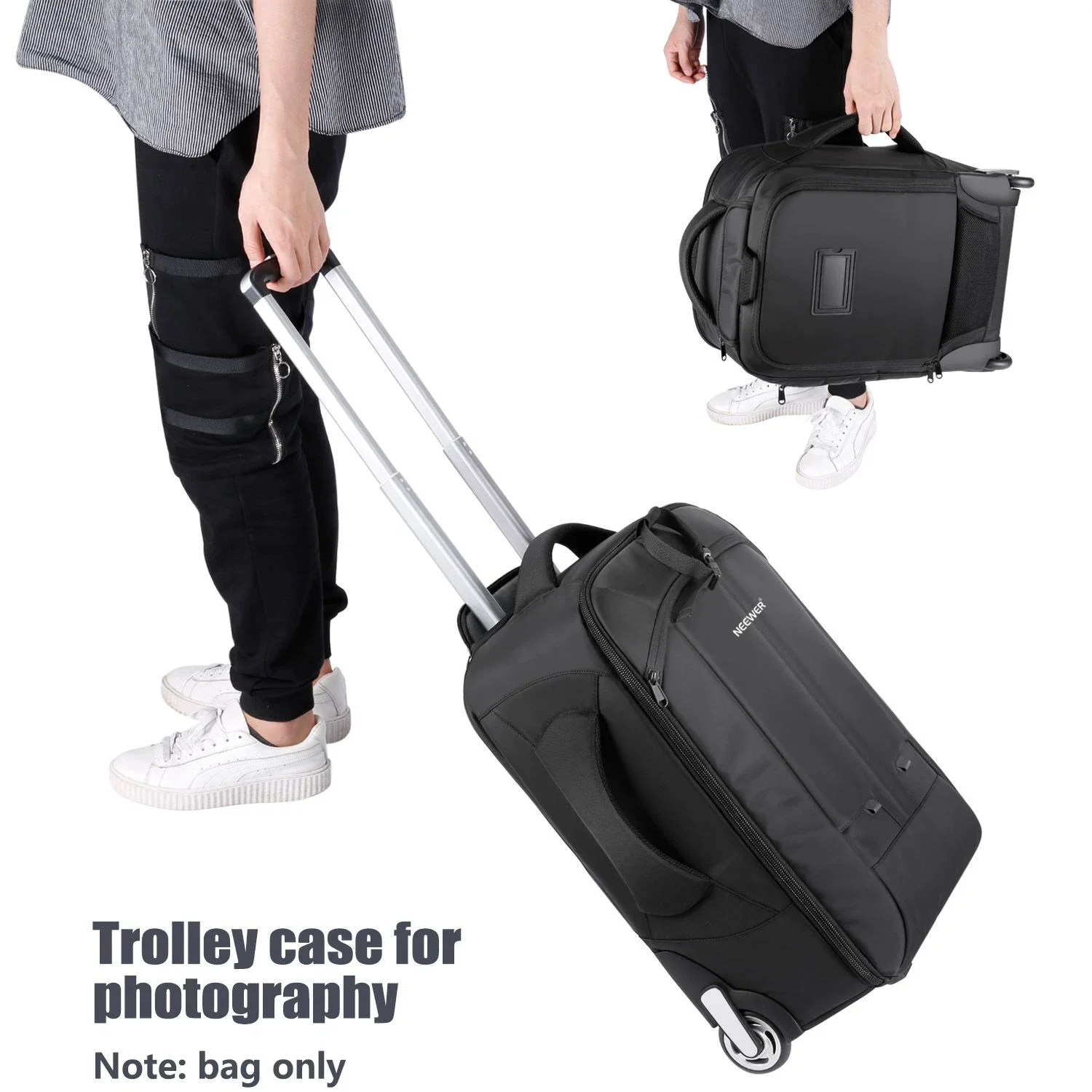 Neewer NW3300 2-in-1 Trolley Camera Backpack with Wheels for DSLR