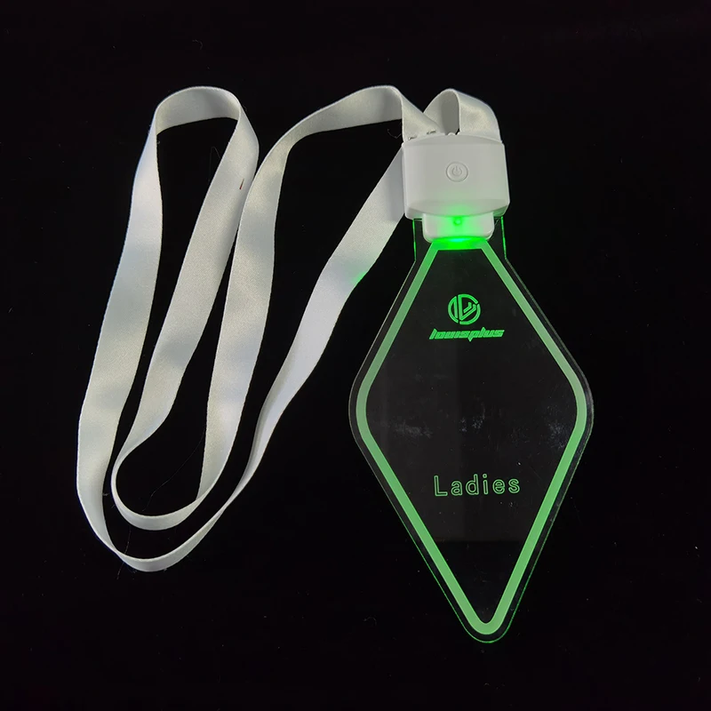 Custom Crystal Acrylic Led Light up ID Card Holder Lanyard With Plastic Holder