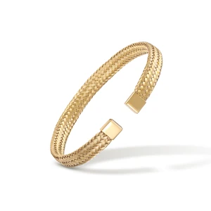 Fashion Wire Rope Design Gold Plated Cuff Bangle Stainless Steel Jewelry for Women and Men