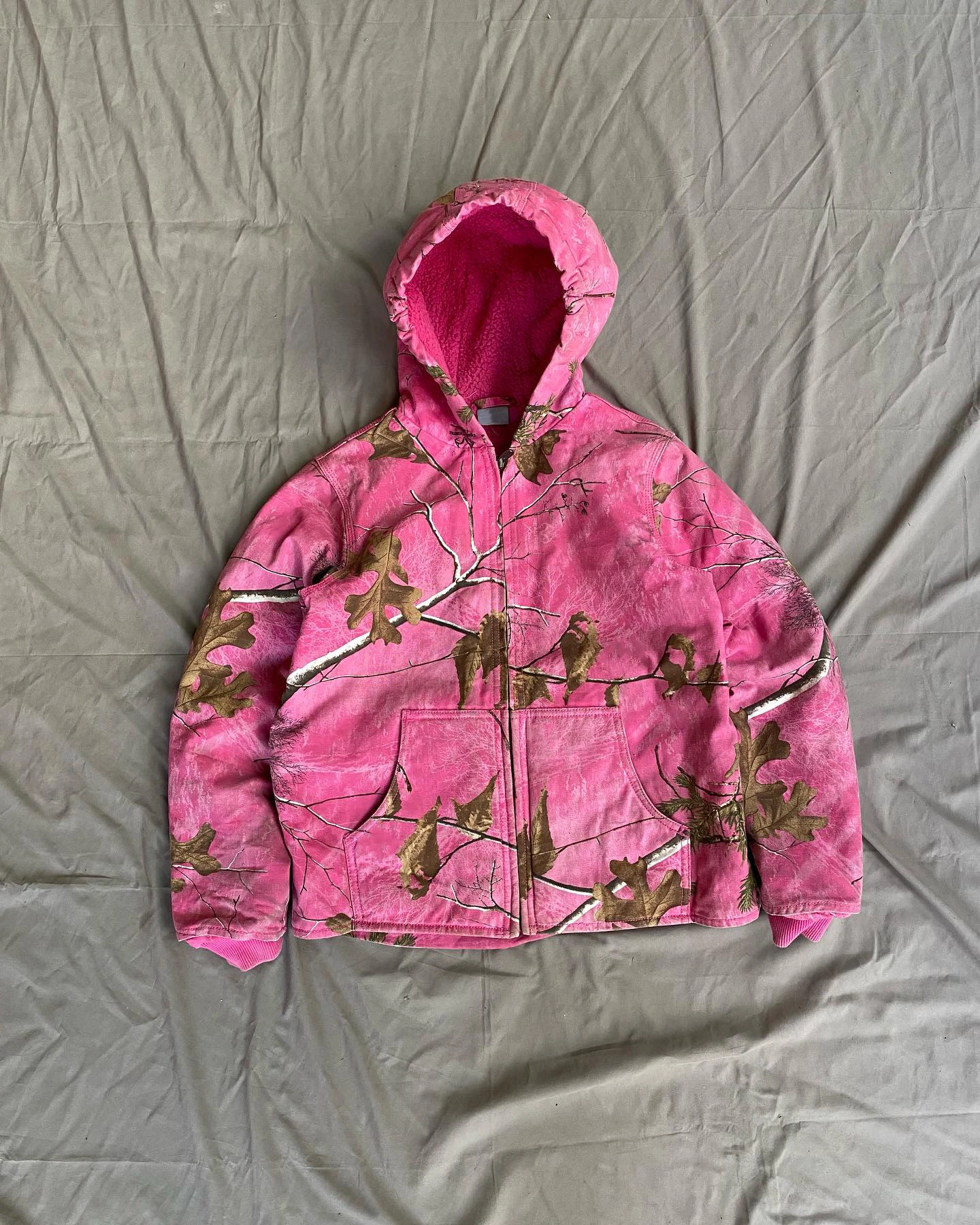 Custom Designer Men Hooded Sweatshirts Baggy Pink 100% Cotton Heavy Weight Thick Zip up Real Tree Camo Jackets Hoodies Unisex