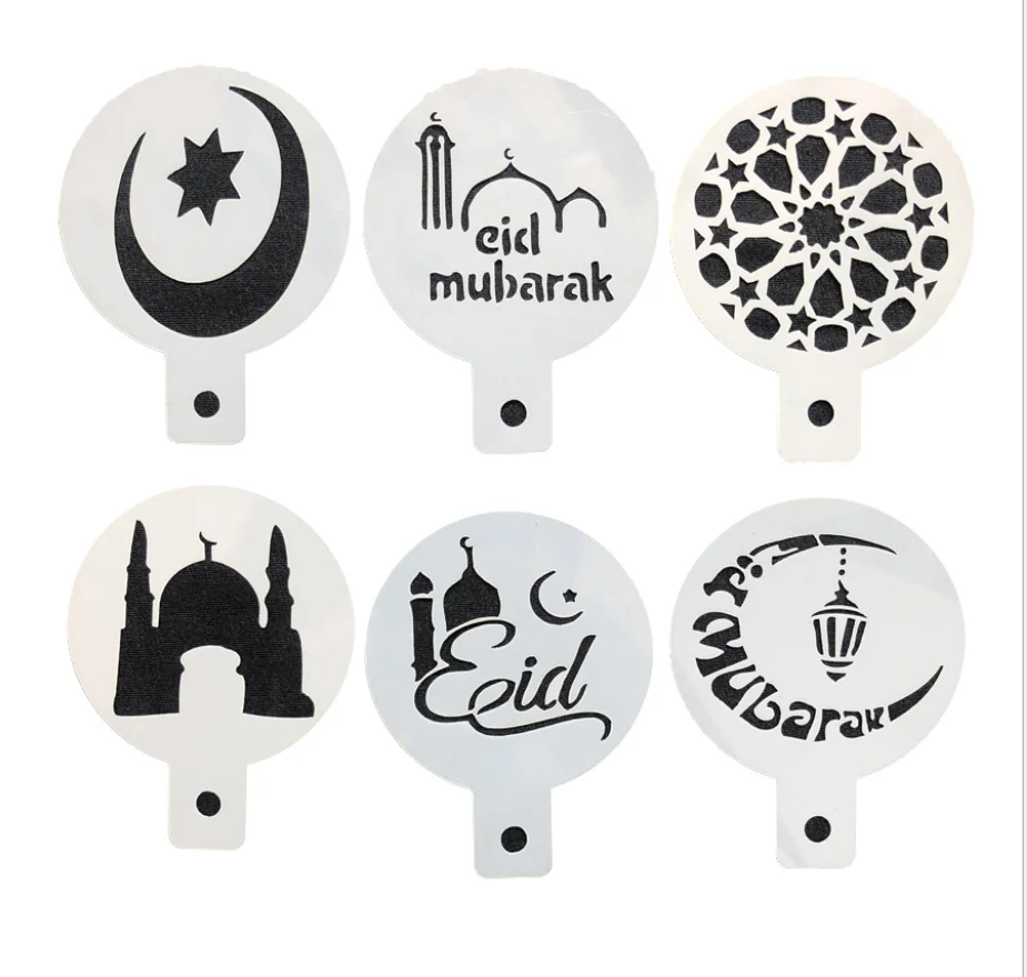 3pcs Eid Mubarak Cookies Stencil Ramadan Muslim Coffee Cake Template MoldB$ 