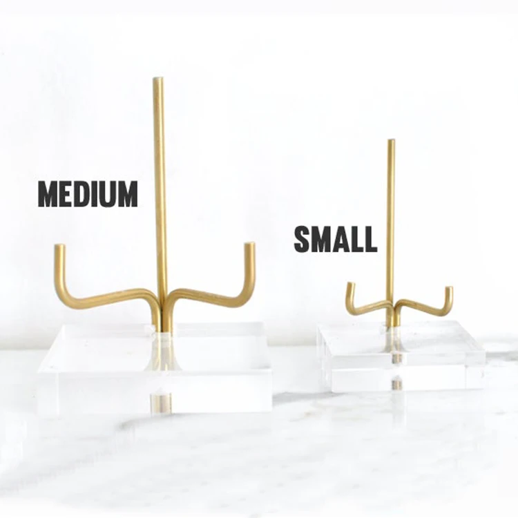 Support De Présentation Acrylique Et Laiton Pour Minéraux Et Fossiles - Pied En Métal Stable