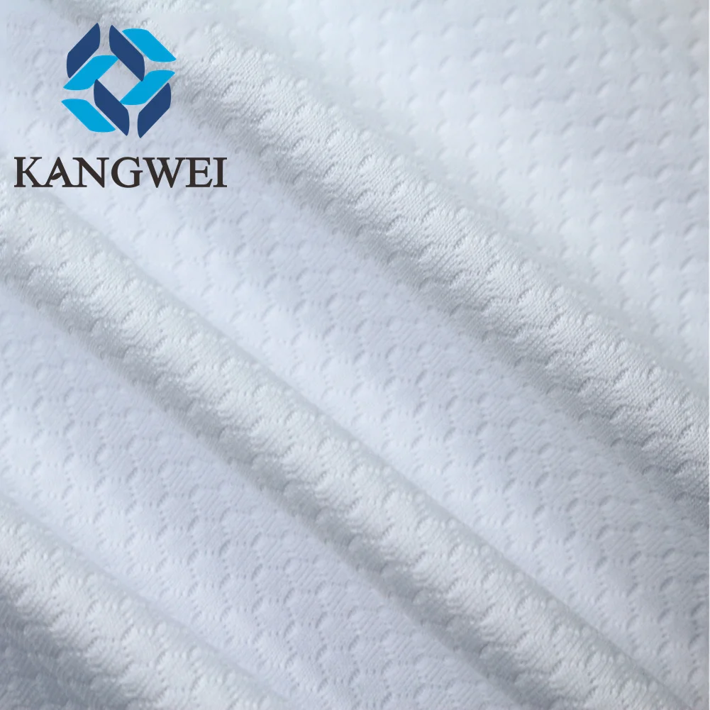 White 100% Polyester Knit Athletic Honeycomb Hexagon Diamond Sports Mesh  Jersey Fabric for Football Soccer Sportswear