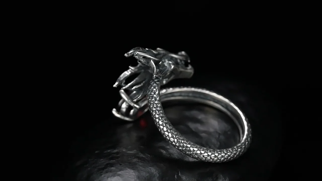 2024 Dragon Design Ring - Silver 925 with Natural Gemstones