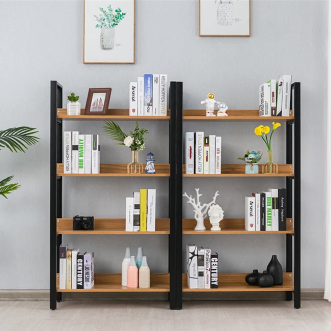 Rustic Bookcase Standing Storage Shelf Industrial 5 Shelf Bookcase Metal