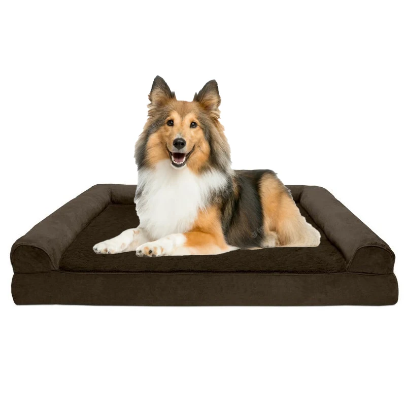 Wholesale comfortable removable cover fluffy waterproof washable orthopedic memory foam cat dog couch pet sofa bed for large dog