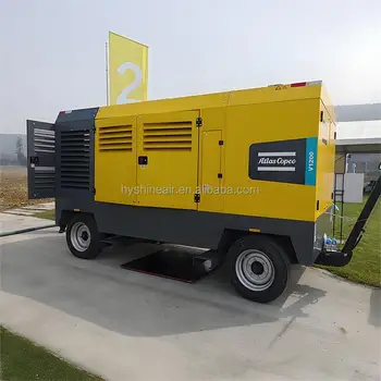 Atlas Copco 8 Bar Diesel Engine Portable Air Compressor Heavy-Duty Silent Pneumatic Tools Water Well Drilling Abrasive Blasting