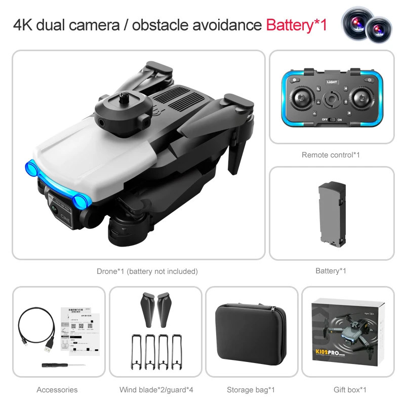 2023 New K102 Pro Mini Drone 4k Hd Dual Camera Four-way Obstacle ...