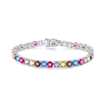 RFJEWEL High Quality Designer Jewelry 925 Multi-Color 5MM Tennis Chain Round Rope Bracelet with Diamond Wedding Bracelet