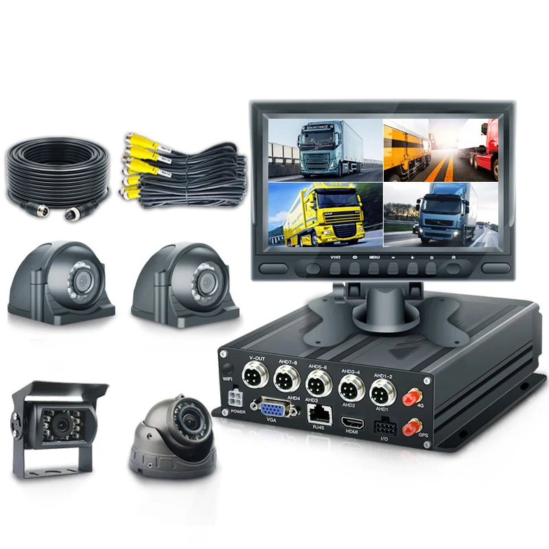 360 Degree Car Security CCTV 4CH SD Card Mobile DVR GPS Tracking Bus Car Ai  Mdvr Mobile 4g Gps Truck Surveillance Camera System