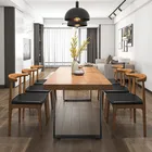 Dining Table Set Modern Large Countertop Kitchen Furniture High Quality Luxury Metal Legs Wooden
