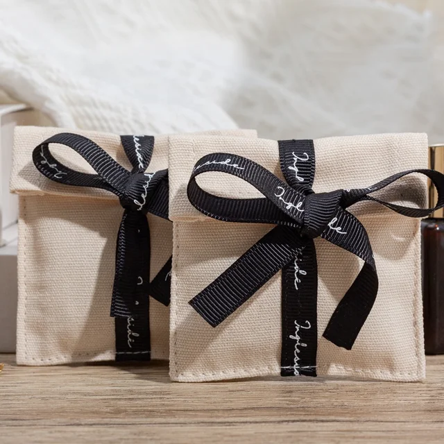 High Quality Eco-Friendly Cotton Jewelry Packaging Pouch Wholesale Reusable Custom Logo Printed Bag for Glasses Rings Earrings