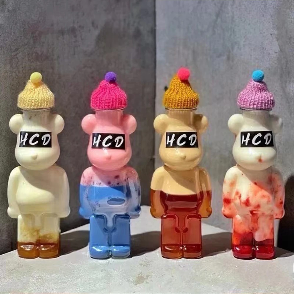 500ml Clear Pet Plastic Juice Bear Bottles Drinking Bottles Cute Bear