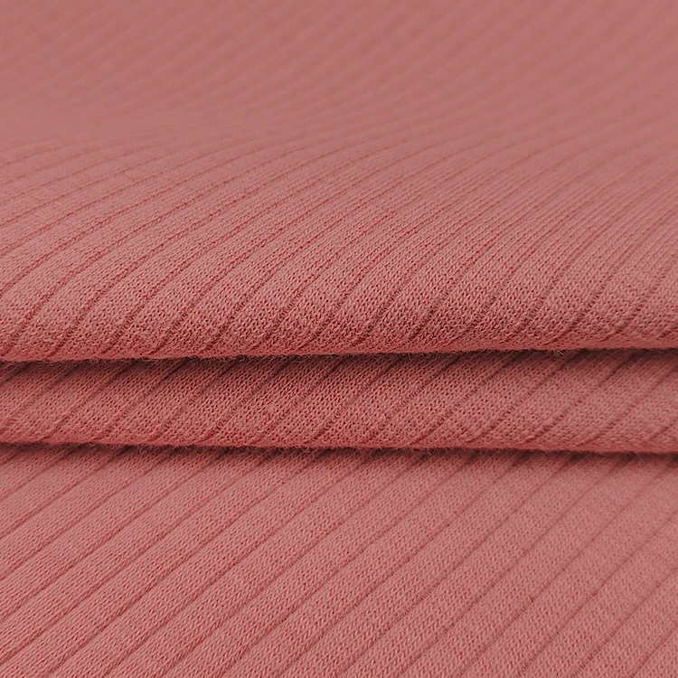 Soft Ribbed Stretchy Fabric Cotton Material, New Style Knit Cotton 5*2 Rib Fabric for Clothes/ factory