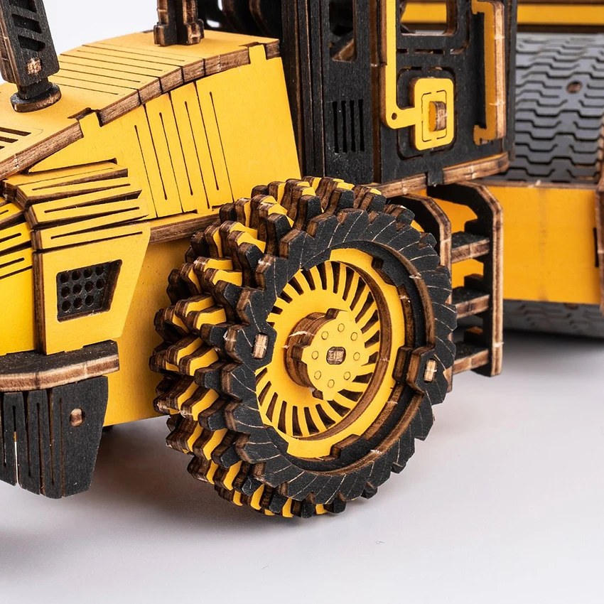 Robotime Rokr US Warehouse DIY Series TG701K Road Roller Engineering Vehicle Model Kits Wooden Educational Toys 3D Wood Puzzles