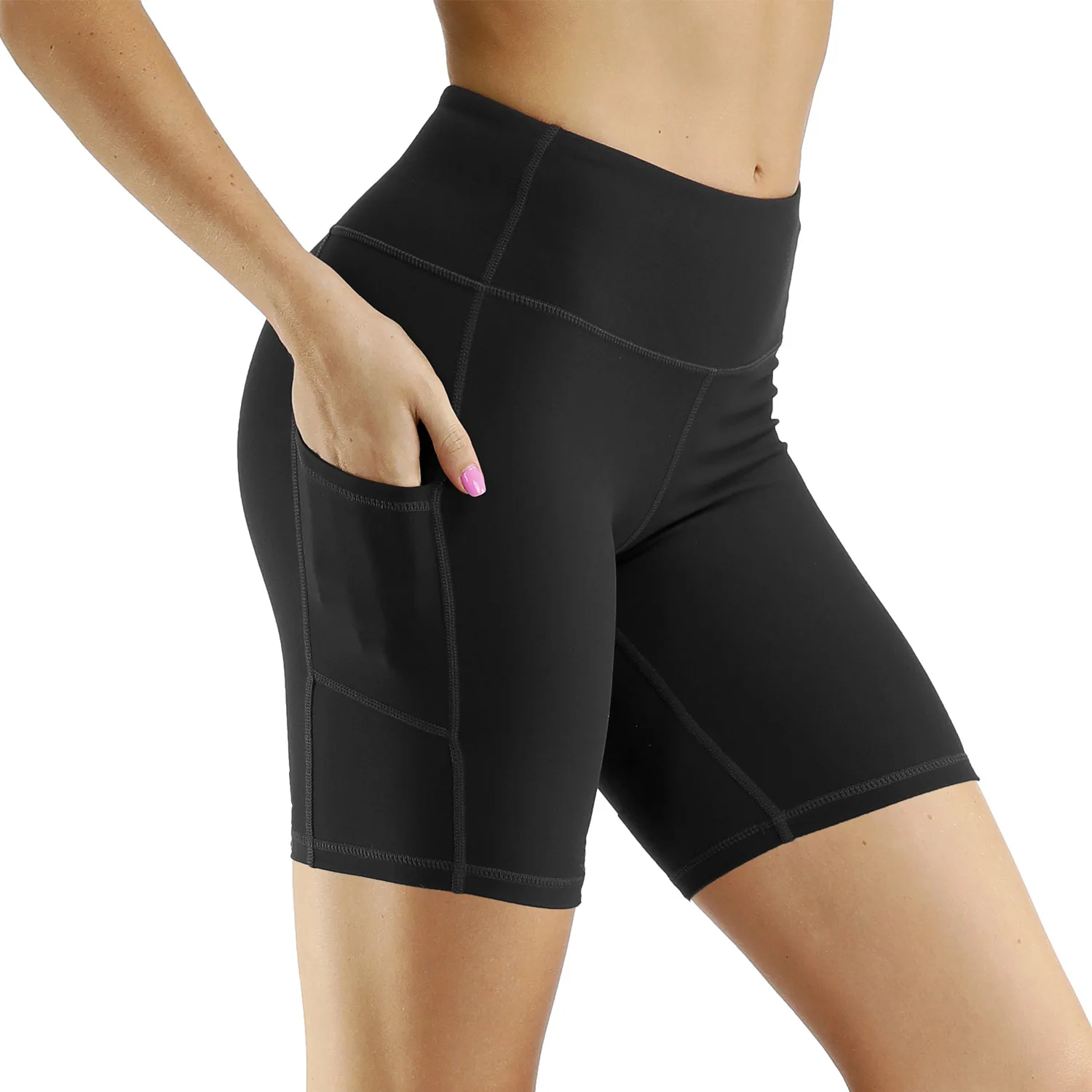 fruncidos cintura alta ZAIQUN pantalones cortos con cordón lateral Pantalones cortos de yoga para mujer 