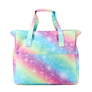 Ladies Waterproof Rainbow Mesh Tote Beach Bag Custom Logo PU Material Portable and Durable for Daily Use or Spring Season