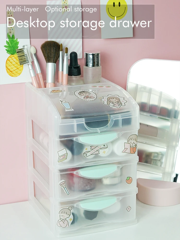 ITEM NO.5203BZ Wholesale 2/3/4 Layers Desktop Drawer Organizer Plastic Jewelry Makeup Stationery Cosmetics Organizer Storage Box supplier