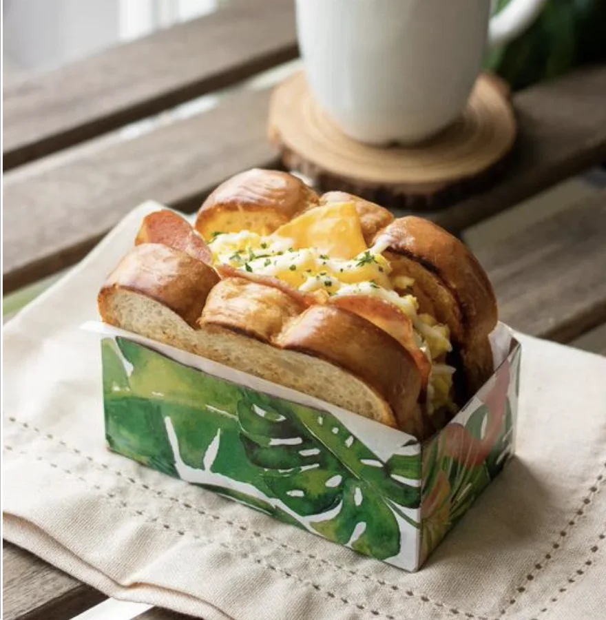 Open Sandwich Box Holder Custom Package Korean Style Toast Egg Drop Kraft Paper Custom Sandwich Burger Packaging Box