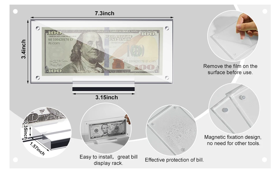 H037 Acrylic Display Stand,Acrylic Display Dollar Bill Holder Currency