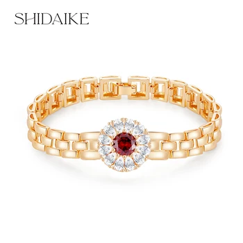 Trendy 18K Gold Plated Jewelry Tennis Bracelet Exaggerated Zircon Leopard Alloy Cuban Chain Party Accessory Jewelry