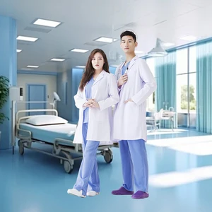 Long Sleeve Custom Printing White Polyester/Cotton Lab Coat Medical Scrubs Wholesale Hospital Uniforms for Women