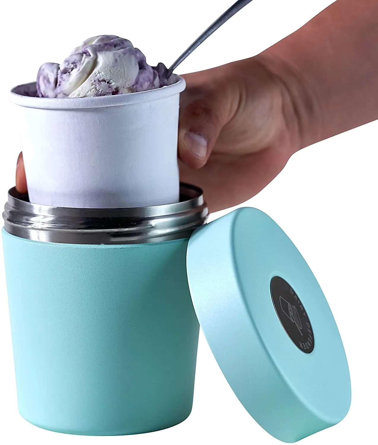 The Ice Cream Canteen Vacuum Insulated Ice Cream Pint Cooler Keeps Frozen  for hours enjoy ice cream anywhere (Stainless Steel)