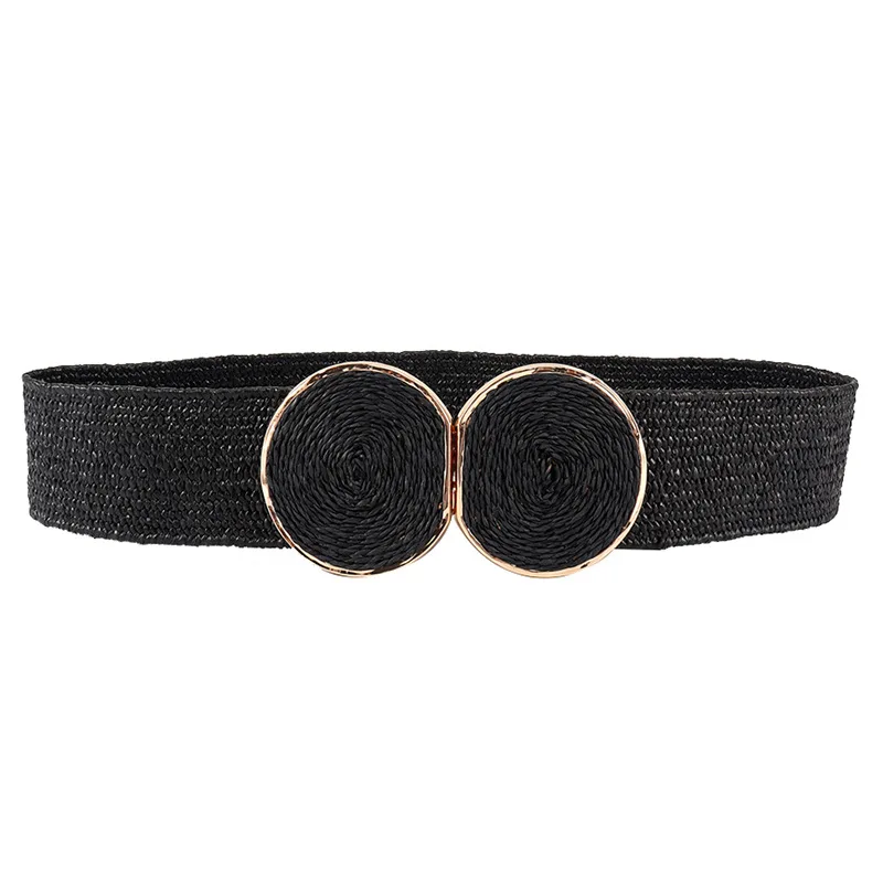 Fashion Boho Style Raffia Ladies Belt Braided Wide Stretch  display picture 1