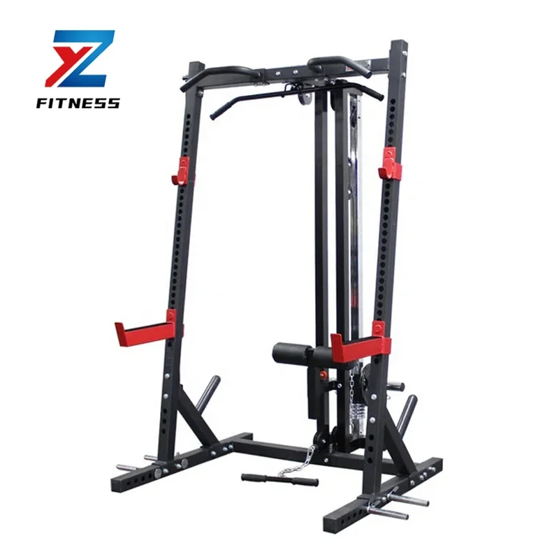 ZYFIT Lat Pull Down System and Low Row Attachment Multi Function Gym Rack Power Rack for Fitness