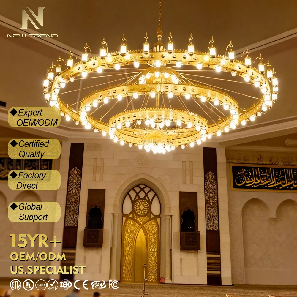 cpl-009 Grand Mosque Lantern Chandelier – Custom Multi-Tiered LED Lighting for Masjid Prayer Hall