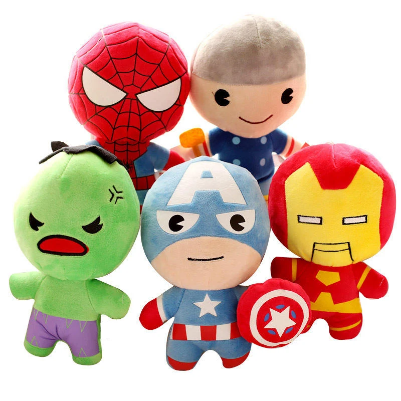 Factory Wholesale 17-20cm Super Heroes avengeres anime Stuffed Plush Toy Spider-man Iron mans Captain Crane Machine Plush Doll