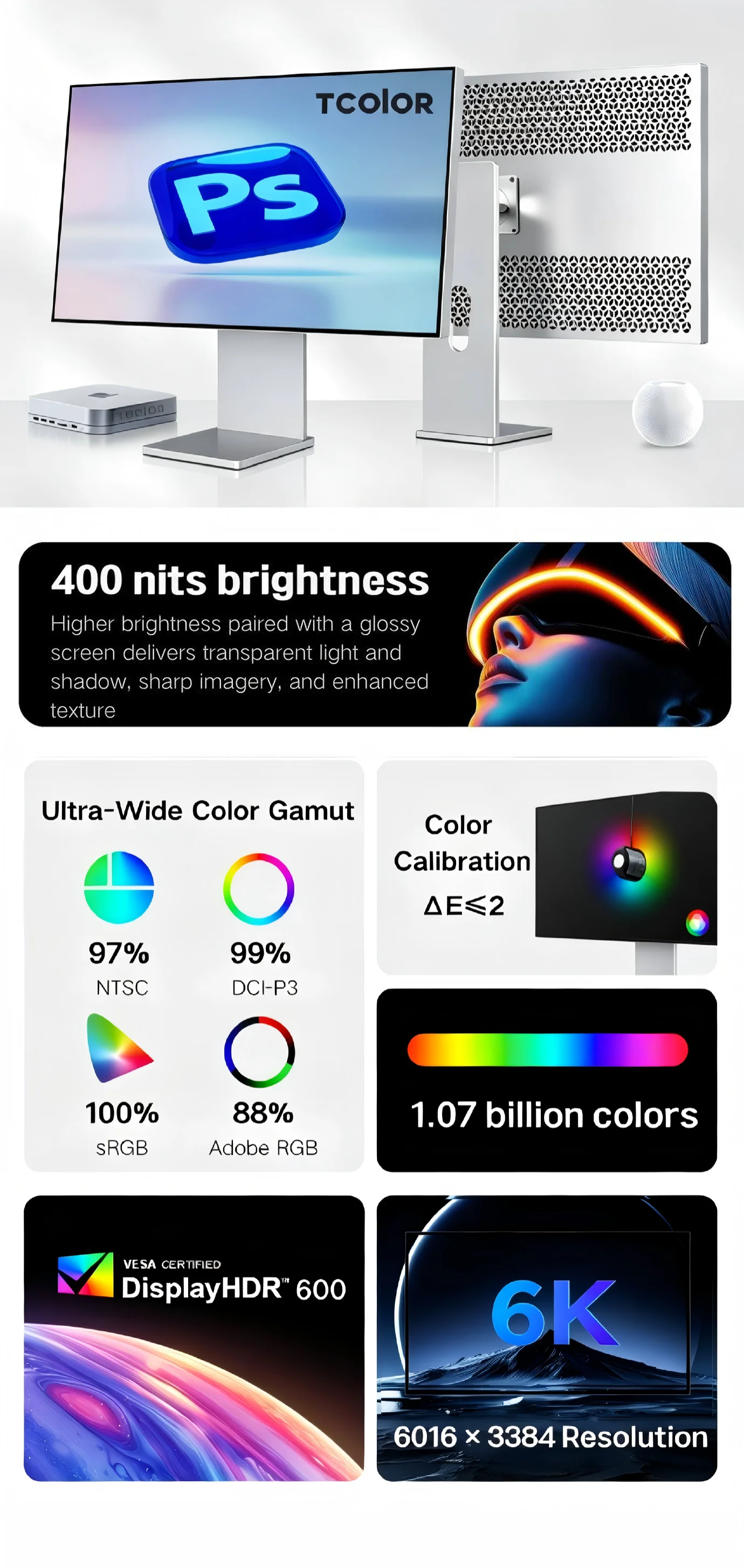 TCOIOR 32 Inch 6k Gaming Display - Wide Color Gamut & 144hz