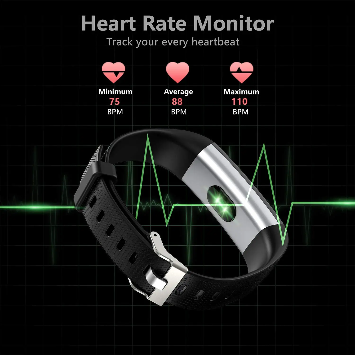 2023 Best Selling Smart Bracelet Fitness Tracker Sleep Monitor for Android/iOS Silica Gel Band Square Shape Heart Rate Tracker