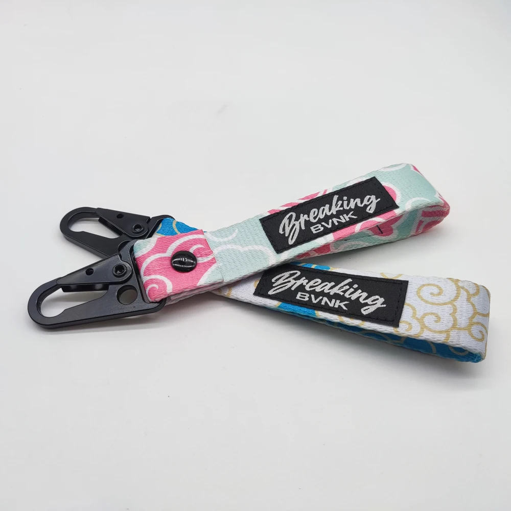 Factory Hot Sale Custom Flight Fabric Embroidery Jet Tag Woven Keychain With Your Own Logo Eagle Hook Business Keychain Lanyard