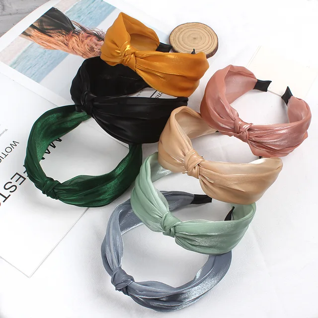 Korean Elegant Hair Bands Wholesale Wide Solid Color Woman Headband Korean Knotted Hair Accessories Fabric Headband For Girls