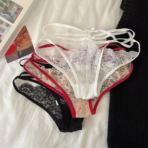 Luxury Romantic Transparent Sexy Lace Panties Ladies Thin Bottom Low Waist Wear Comfortable Women's Bikini Panty Hollow Lace