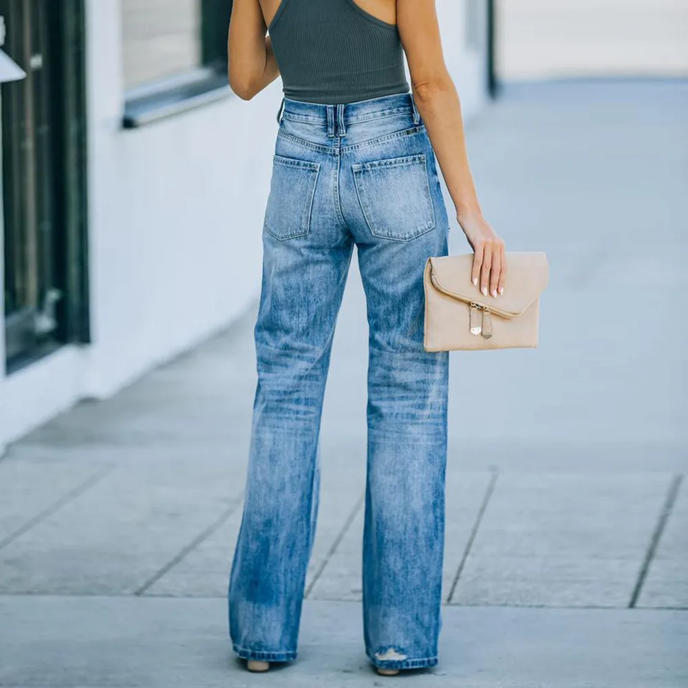 Shop Our Fashion Casual Scratch Ripped Mom's Mummy Jeans