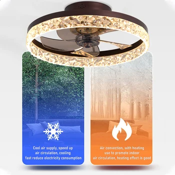 Modern 60W LED Ceiling Light Fan Intelligent Remote Control 220V Led Fans for Bedroom Application