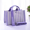 bolso tote de lona a rayas moradas