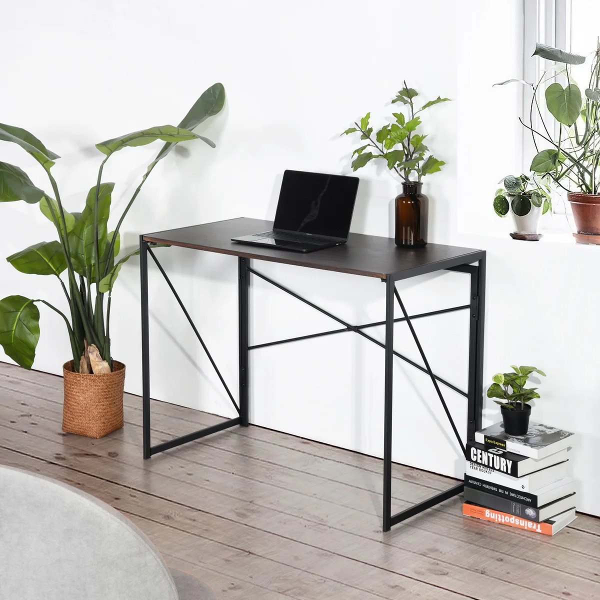 Foldable Wood and Small Table Folding Computer Laptop Desks Study Table for Writing Spaces Saving Allows for Easy Assembly