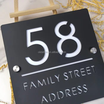 Modern Acrylic House Number Sign: Custom Laser Cut Address Plaque - UK